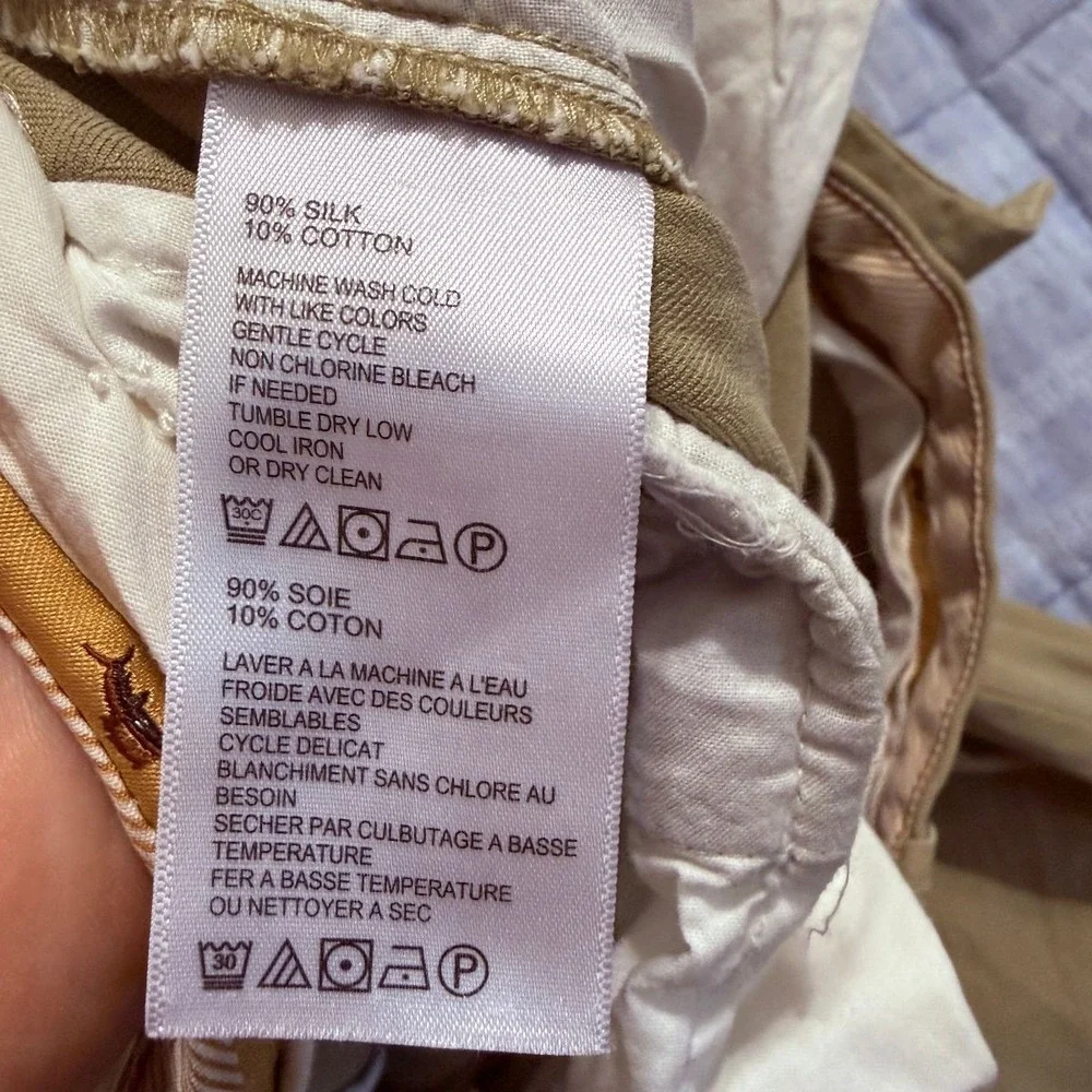Tommy Bahama Flat Front Chino Pants Silk Blend Relaxed Mens 38x29 Tan Pre-owned